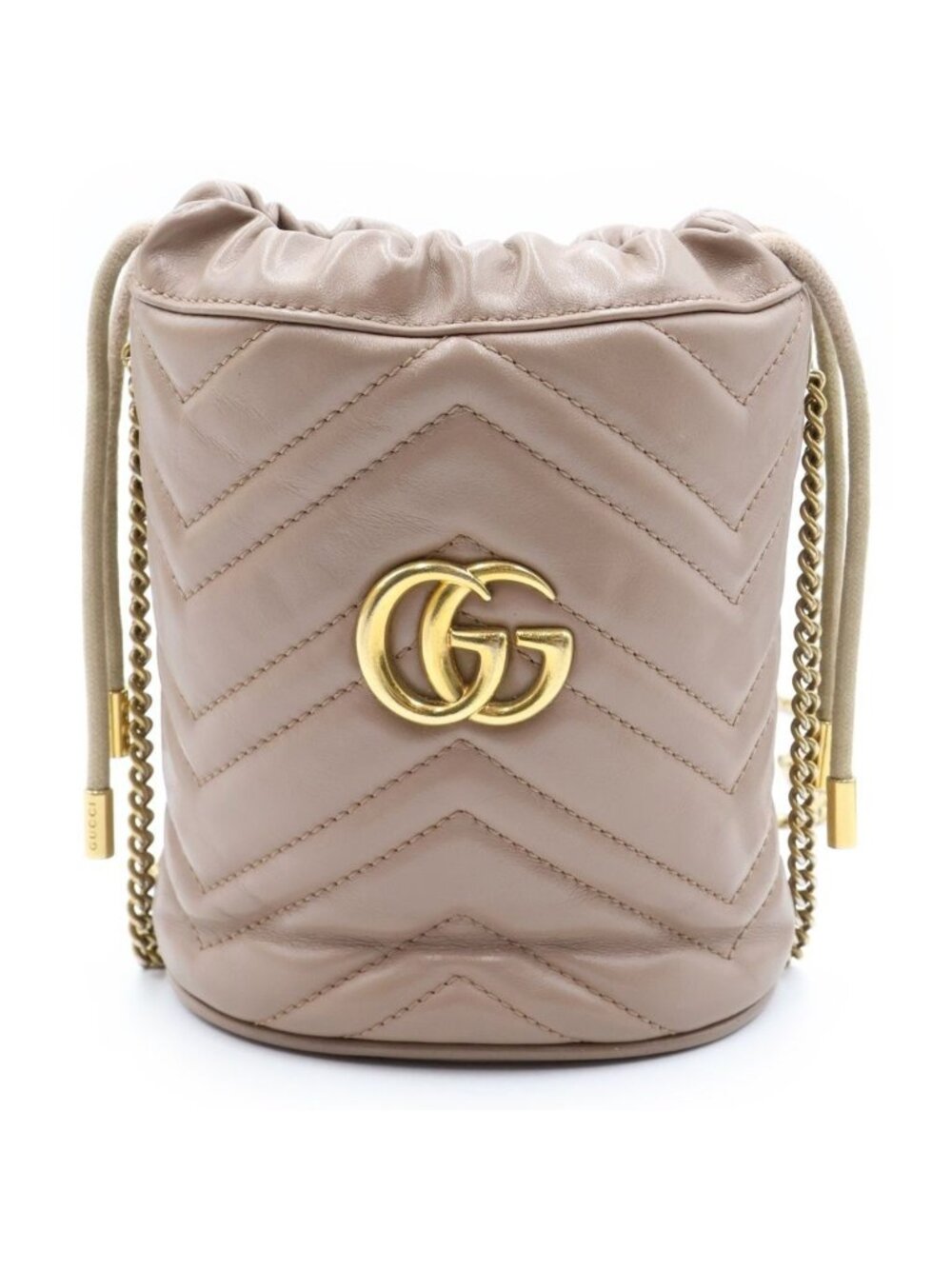 Gucci GG Marmont Mini Bucket Bag Beige Leather